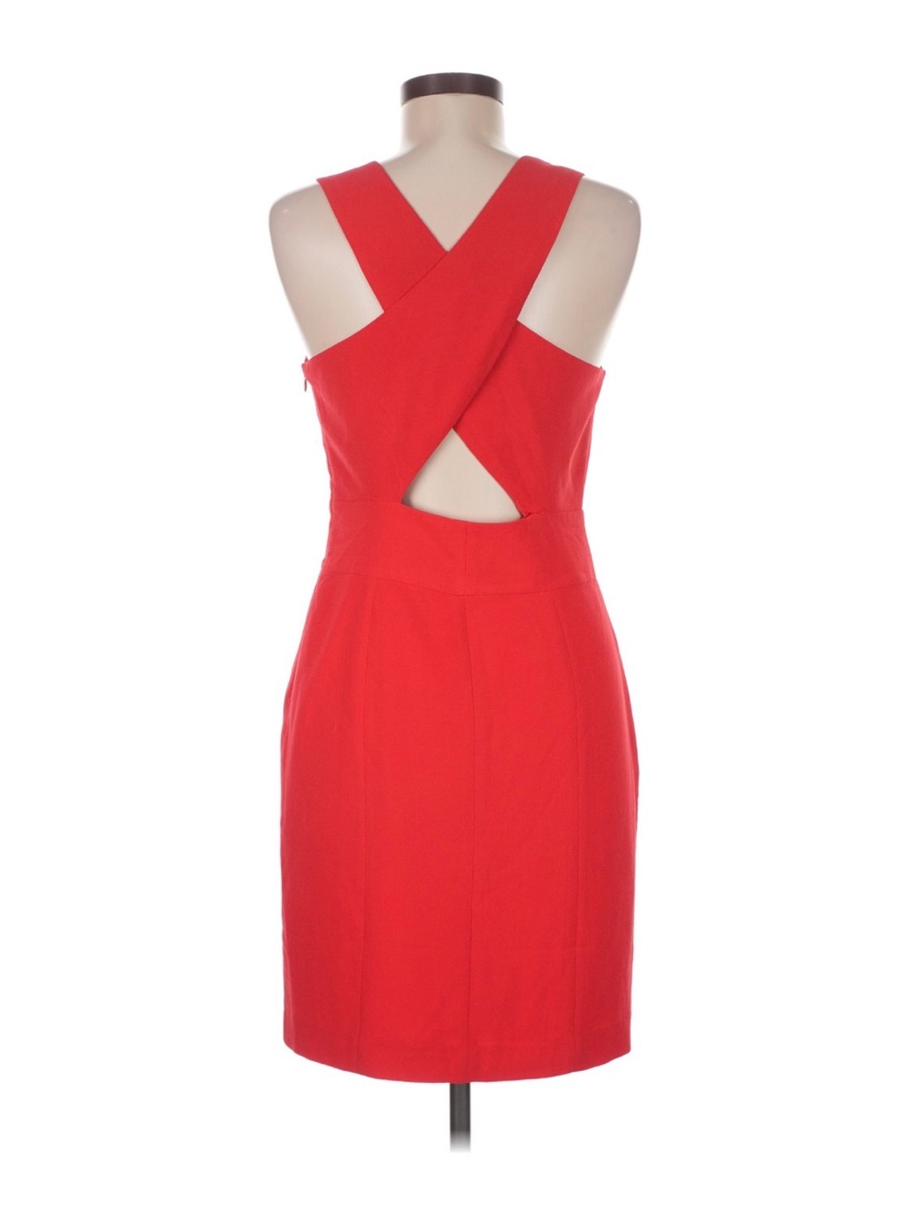 Coral V-neck Cross-Back Sheath Dress